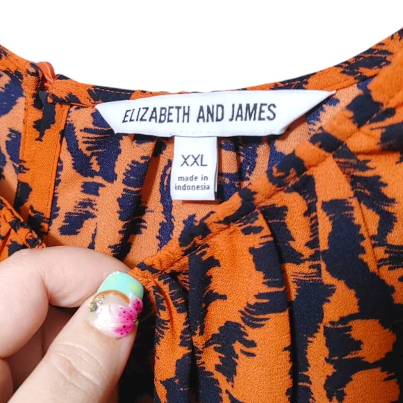 Elizabeth and James Vibrant Orange Purple Graphic Striped Dress Women's Size XXL - Picture 8 of 11